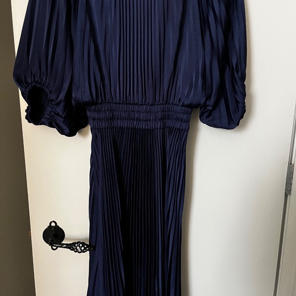 ALC Sienna Satin Pleated Off the Shoulder Dress - Picture 4 of 4